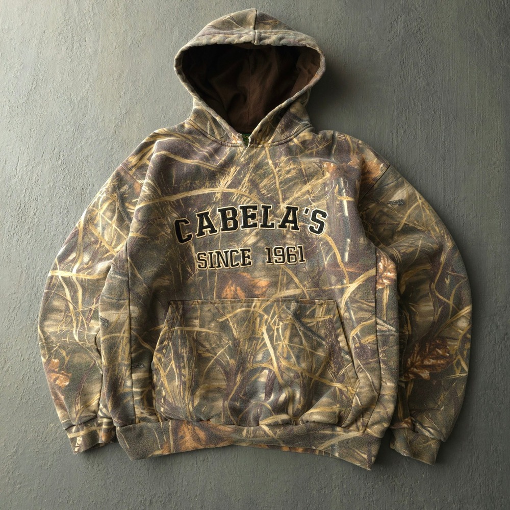 Vintage 2000s Cabela's Camo Hoodie Large Since 1961 Real Tree Graphic